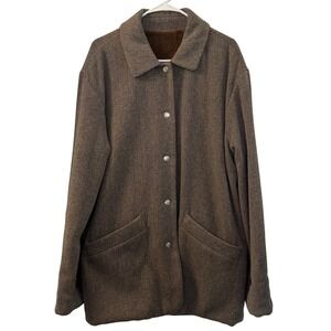 TRUSSARDI JEANS Wool Blend Herringbone Reversible Jacket Coat M‎ Made in Italy